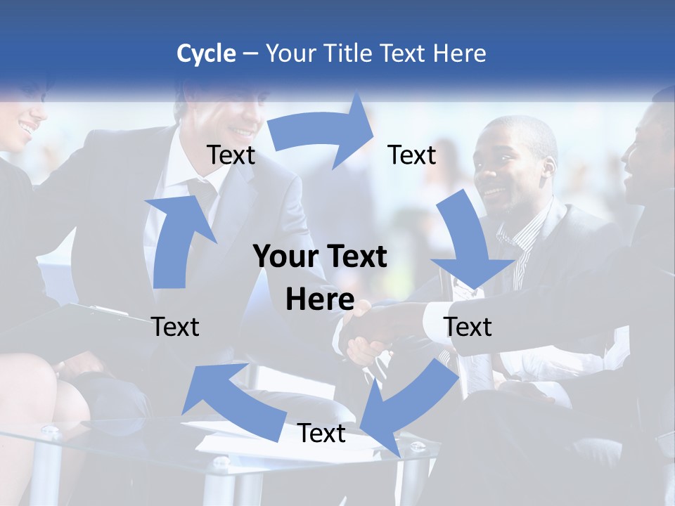 A Group Of Business People Shaking Hands Over A Table PowerPoint Template