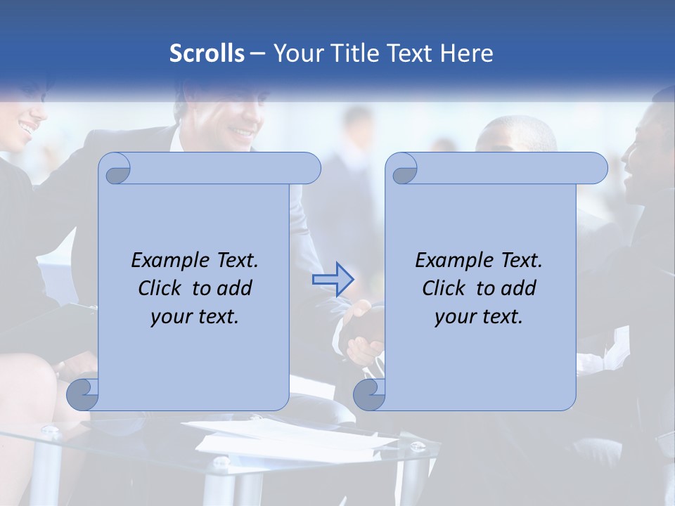A Group Of Business People Shaking Hands Over A Table PowerPoint Template