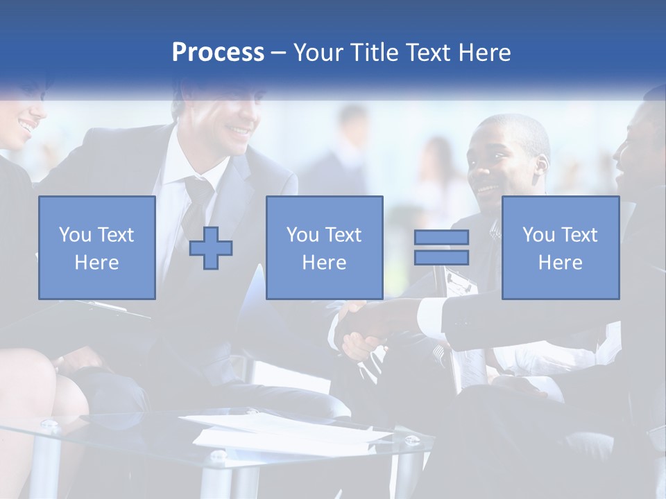 A Group Of Business People Shaking Hands Over A Table PowerPoint Template