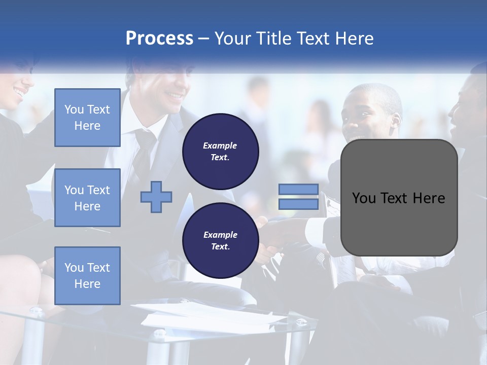 A Group Of Business People Shaking Hands Over A Table PowerPoint Template