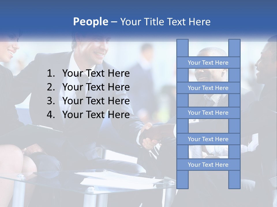 A Group Of Business People Shaking Hands Over A Table PowerPoint Template