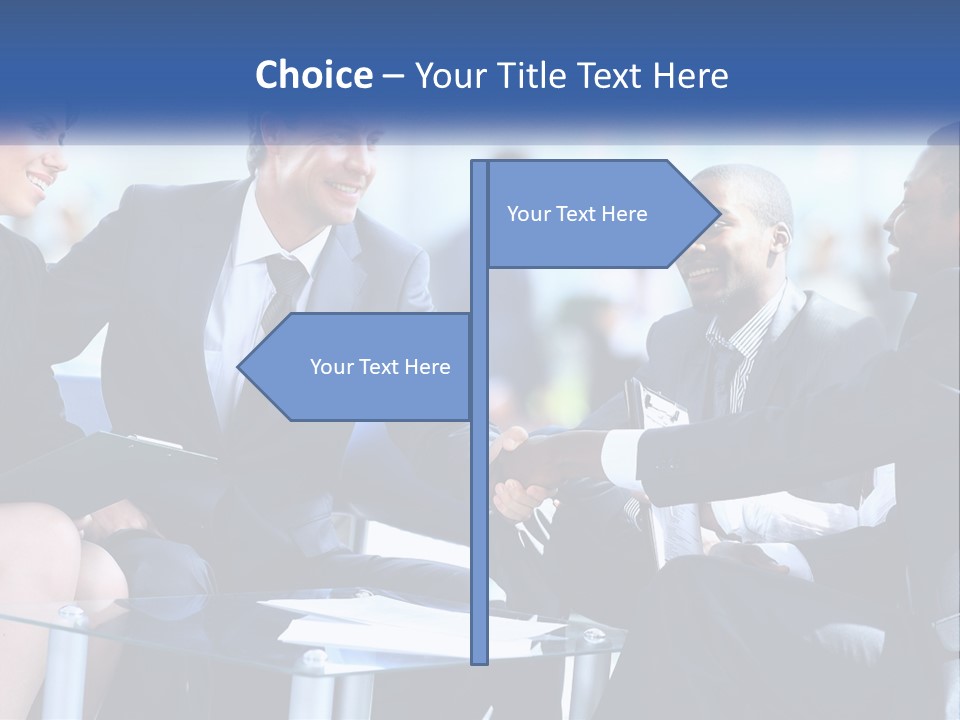 A Group Of Business People Shaking Hands Over A Table PowerPoint Template