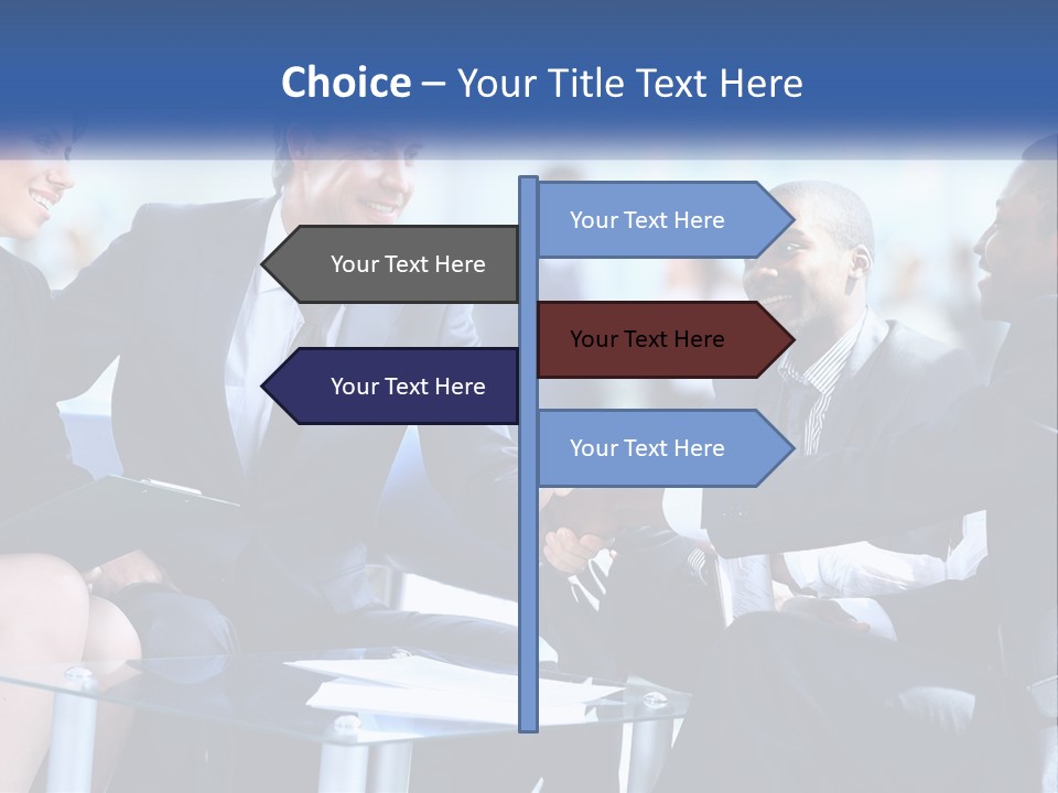 A Group Of Business People Shaking Hands Over A Table PowerPoint Template