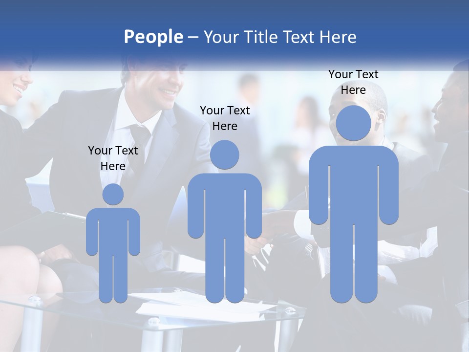 A Group Of Business People Shaking Hands Over A Table PowerPoint Template