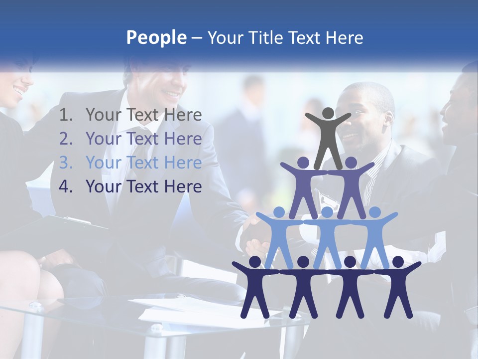A Group Of Business People Shaking Hands Over A Table PowerPoint Template