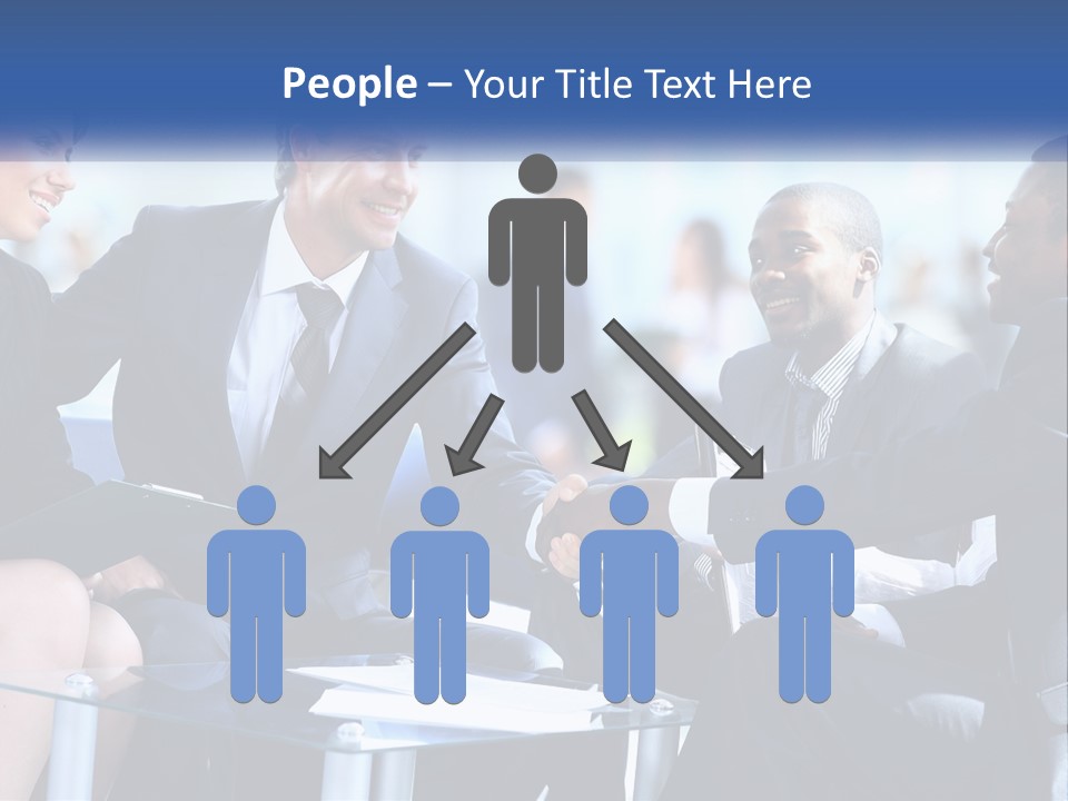 A Group Of Business People Shaking Hands Over A Table PowerPoint Template