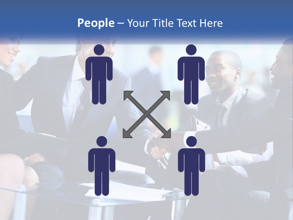A Group Of Business People Shaking Hands Over A Table PowerPoint Template