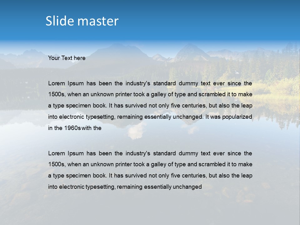 A Lake With Mountains In The Background And A Blue Sky PowerPoint Template