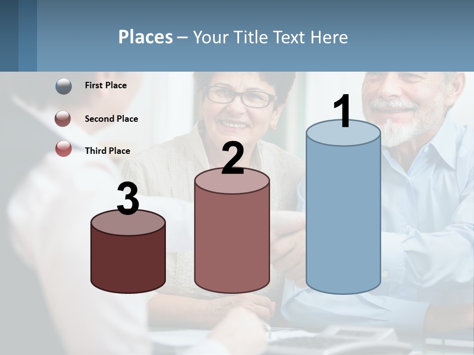 A Couple Of People Shaking Hands Over A Desk PowerPoint Template