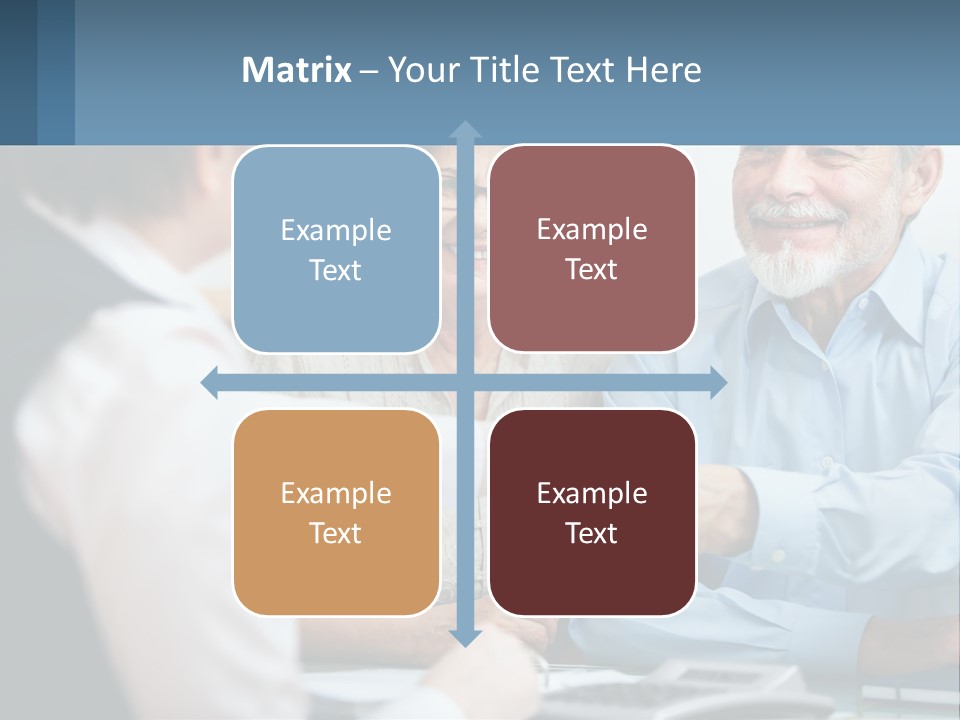 A Couple Of People Shaking Hands Over A Desk PowerPoint Template