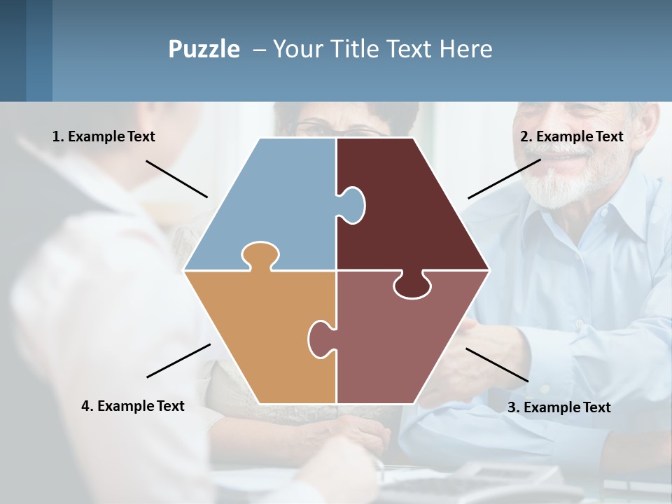 A Couple Of People Shaking Hands Over A Desk PowerPoint Template