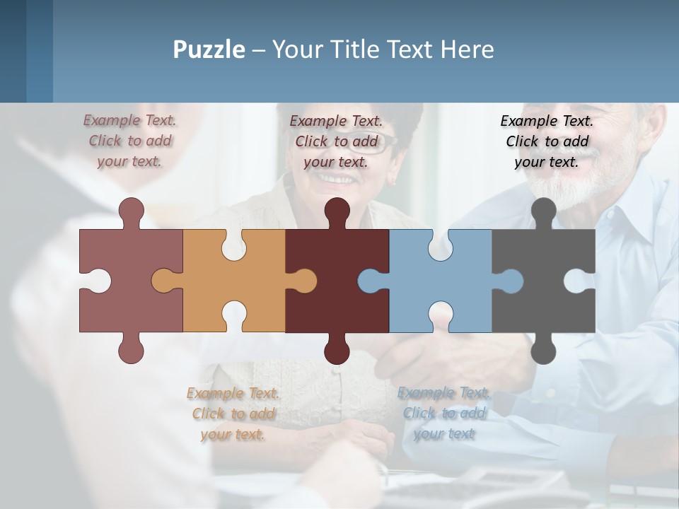 A Couple Of People Shaking Hands Over A Desk PowerPoint Template