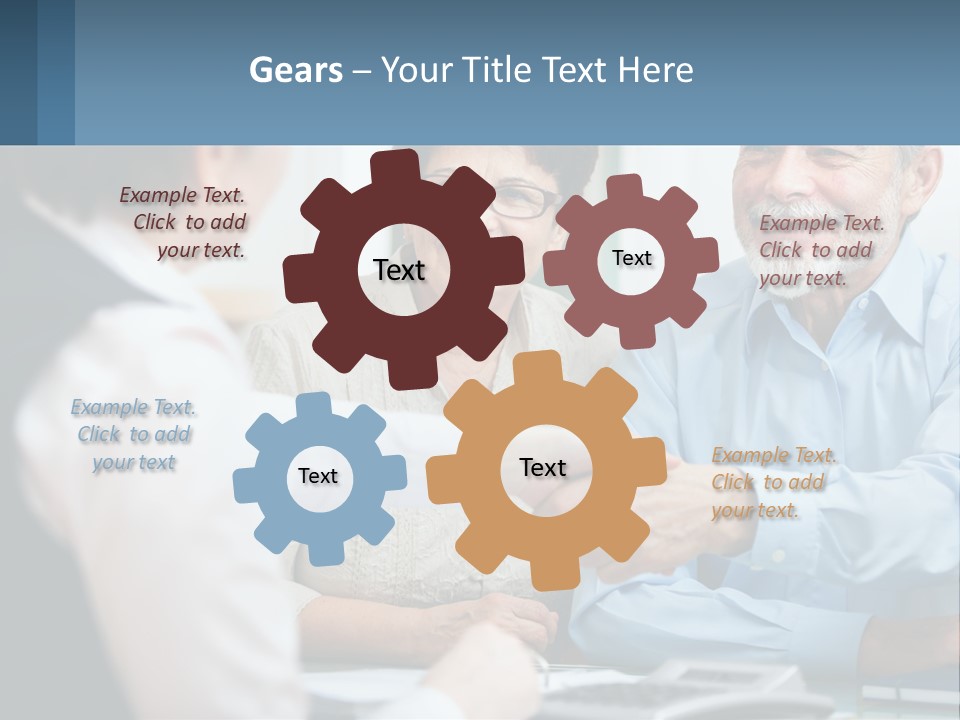 A Couple Of People Shaking Hands Over A Desk PowerPoint Template
