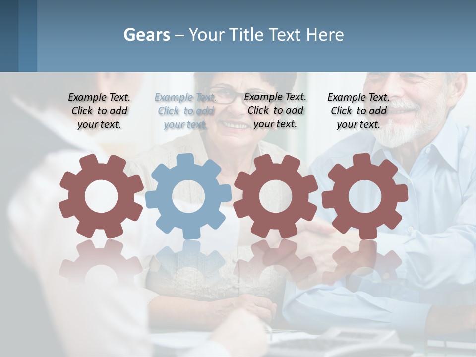A Couple Of People Shaking Hands Over A Desk PowerPoint Template