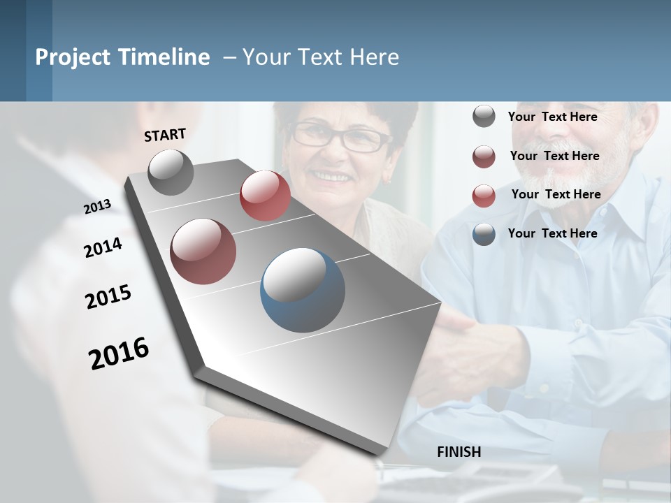 A Couple Of People Shaking Hands Over A Desk PowerPoint Template