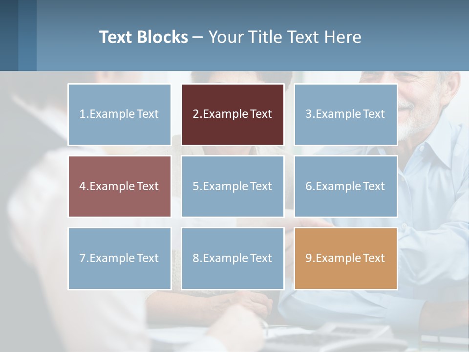 A Couple Of People Shaking Hands Over A Desk PowerPoint Template