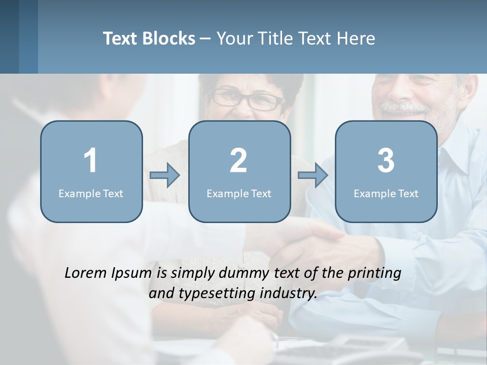 A Couple Of People Shaking Hands Over A Desk PowerPoint Template