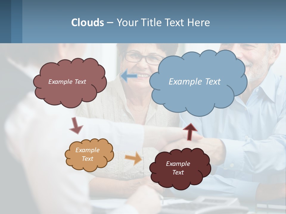A Couple Of People Shaking Hands Over A Desk PowerPoint Template