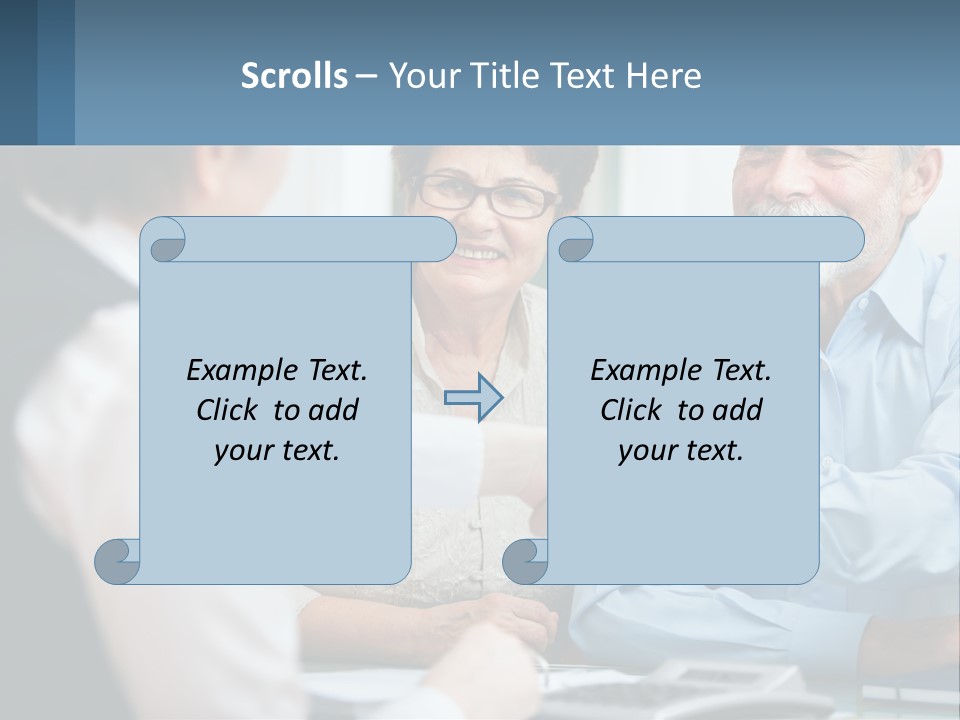 A Couple Of People Shaking Hands Over A Desk PowerPoint Template