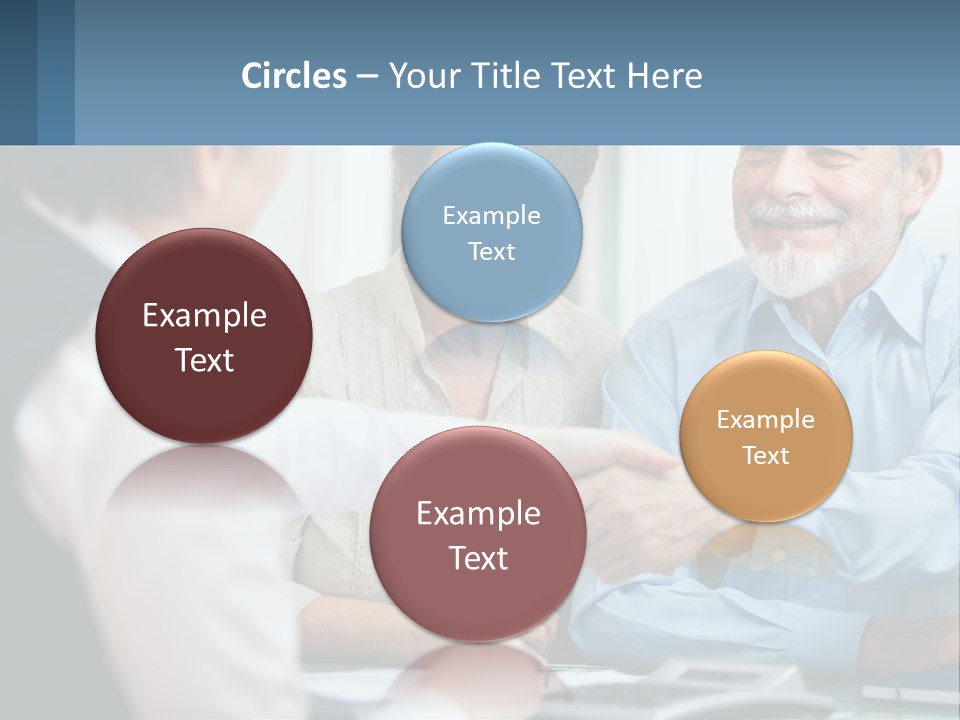 A Couple Of People Shaking Hands Over A Desk PowerPoint Template