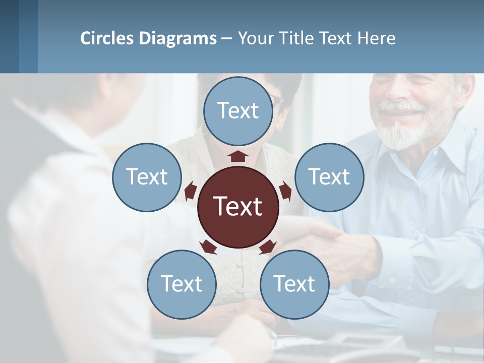 A Couple Of People Shaking Hands Over A Desk PowerPoint Template