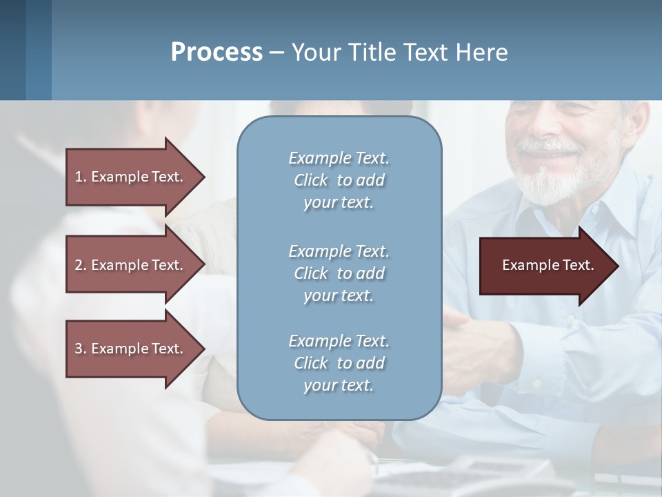 A Couple Of People Shaking Hands Over A Desk PowerPoint Template