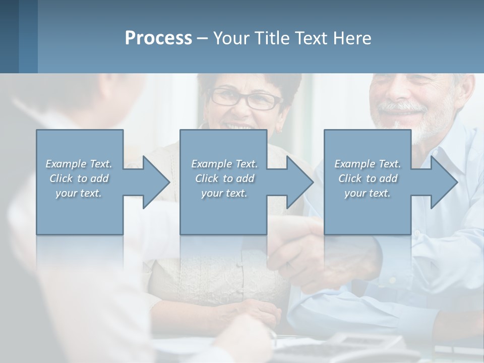 A Couple Of People Shaking Hands Over A Desk PowerPoint Template