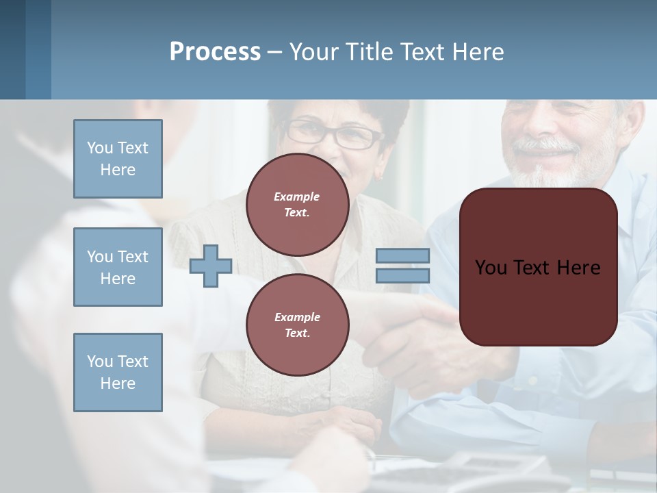 A Couple Of People Shaking Hands Over A Desk PowerPoint Template