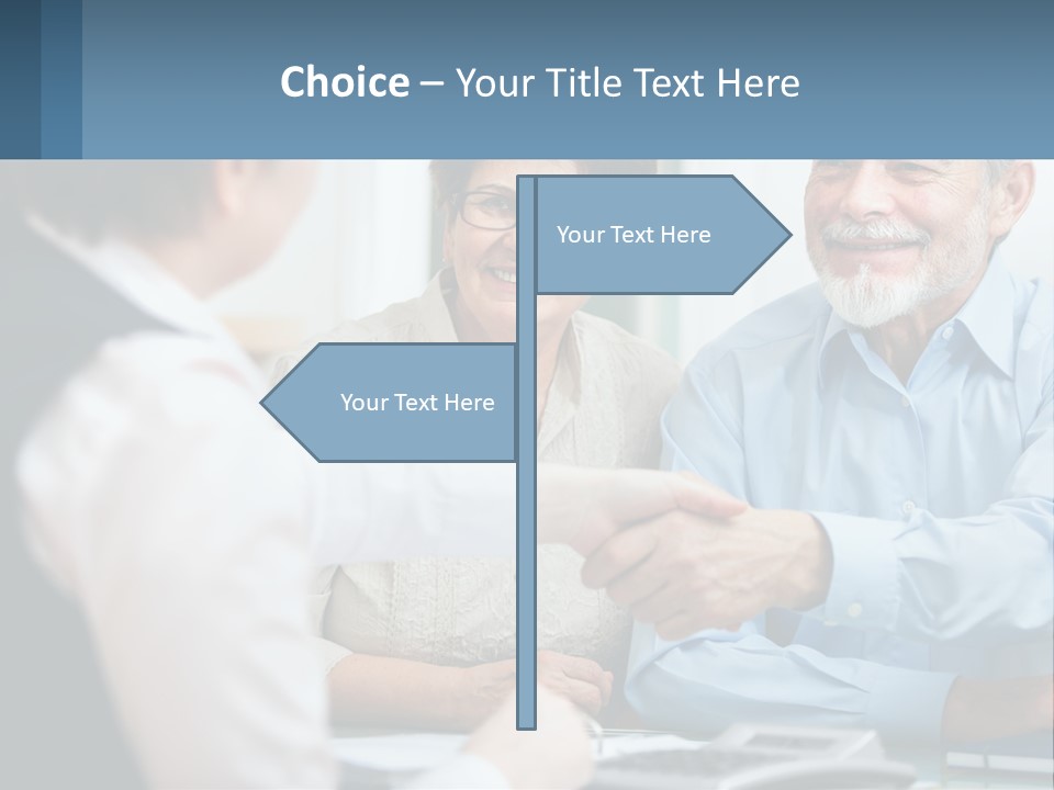 A Couple Of People Shaking Hands Over A Desk PowerPoint Template