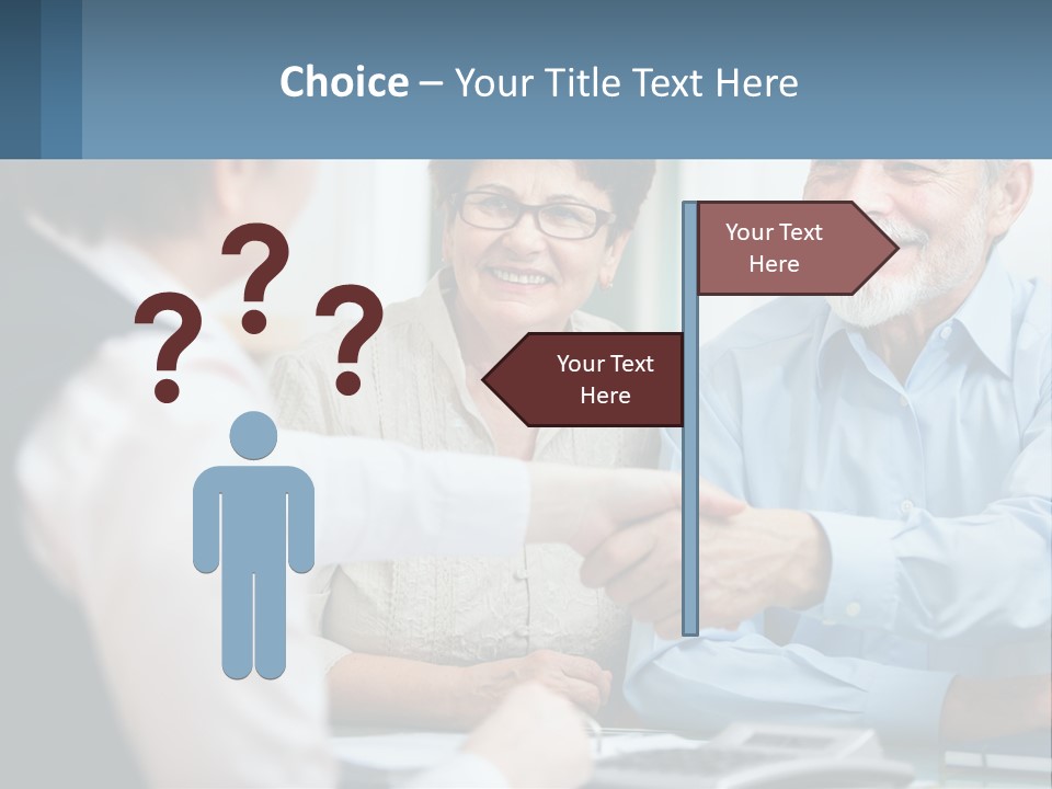 A Couple Of People Shaking Hands Over A Desk PowerPoint Template