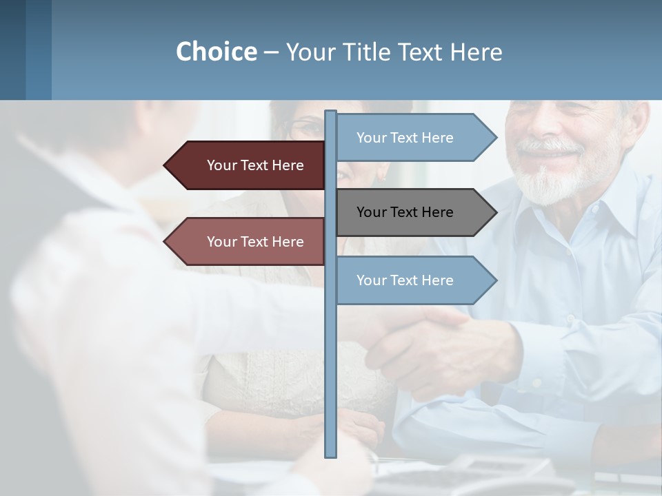 A Couple Of People Shaking Hands Over A Desk PowerPoint Template