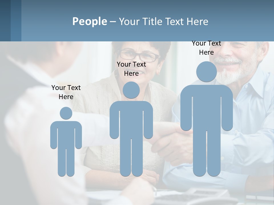 A Couple Of People Shaking Hands Over A Desk PowerPoint Template