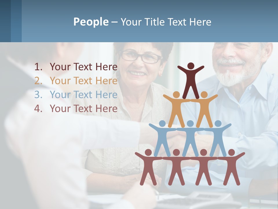 A Couple Of People Shaking Hands Over A Desk PowerPoint Template