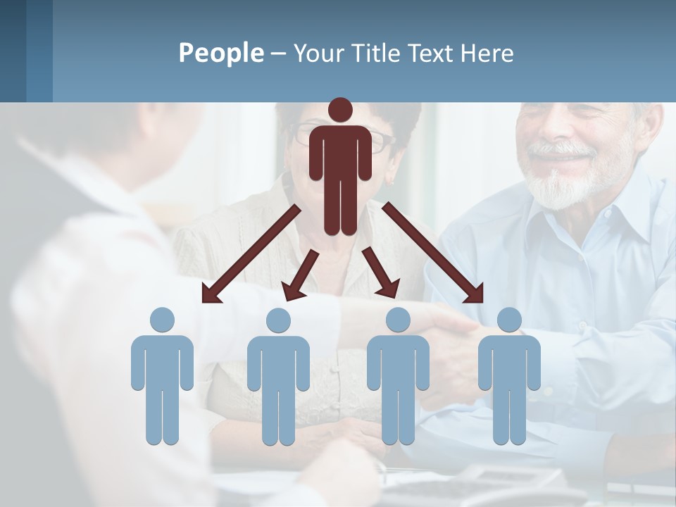 A Couple Of People Shaking Hands Over A Desk PowerPoint Template