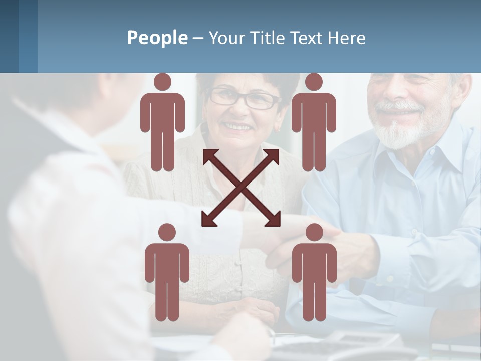 A Couple Of People Shaking Hands Over A Desk PowerPoint Template