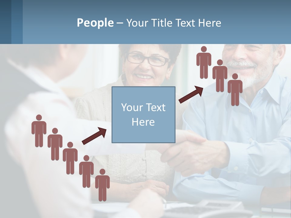 A Couple Of People Shaking Hands Over A Desk PowerPoint Template