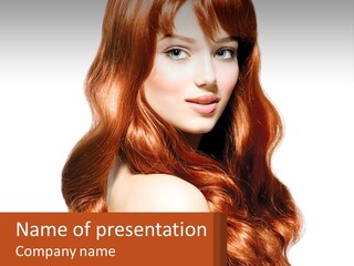A Beautiful Woman With Long Red Hair Powerpoint Template PowerPoint Template