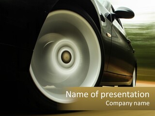 A Car Driving On A Road With A Blurry Background PowerPoint Template