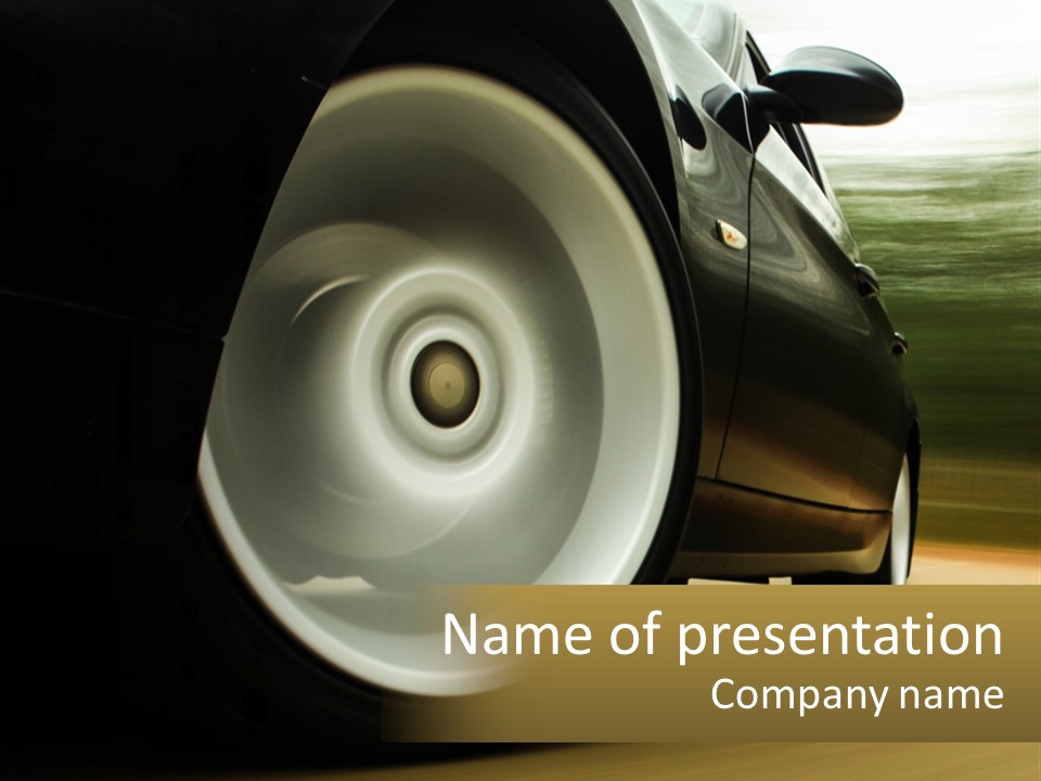 A Car Driving On A Road With A Blurry Background PowerPoint Template