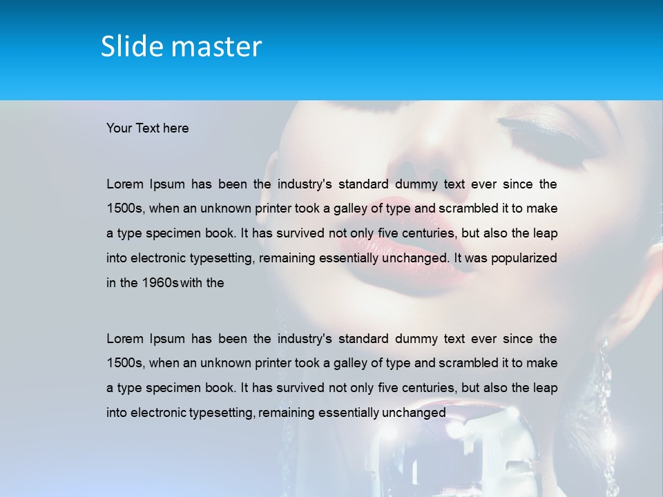 A Woman With A Red Lipstick And A Blue Background PowerPoint Template