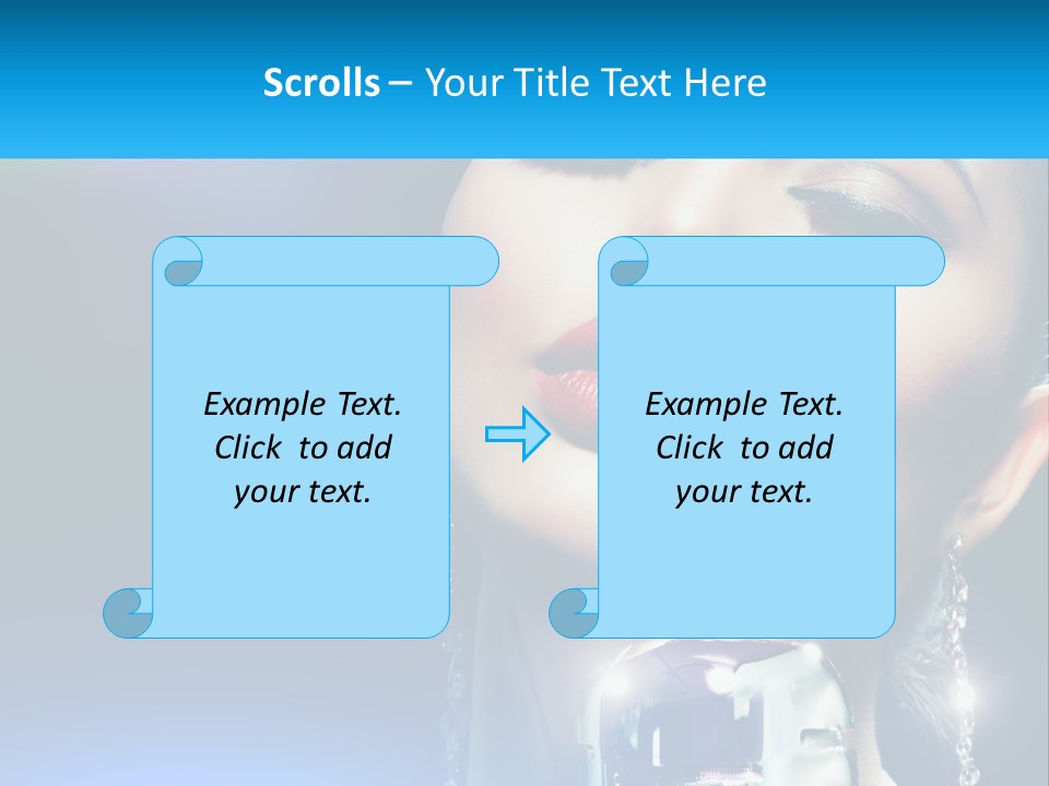 A Woman With A Red Lipstick And A Blue Background PowerPoint Template