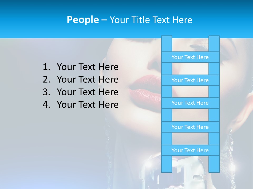 A Woman With A Red Lipstick And A Blue Background PowerPoint Template