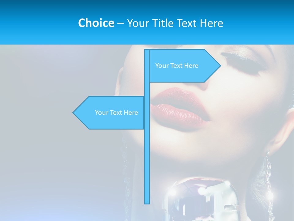 A Woman With A Red Lipstick And A Blue Background PowerPoint Template