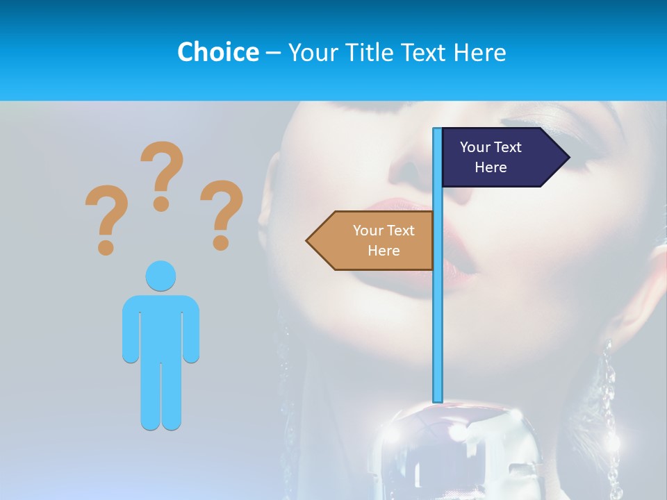 A Woman With A Red Lipstick And A Blue Background PowerPoint Template