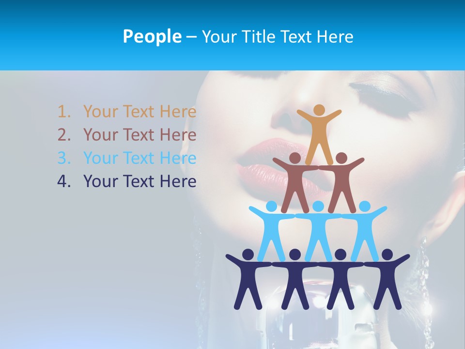 A Woman With A Red Lipstick And A Blue Background PowerPoint Template