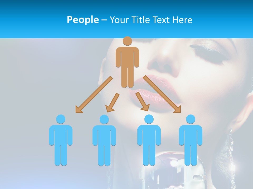 A Woman With A Red Lipstick And A Blue Background PowerPoint Template