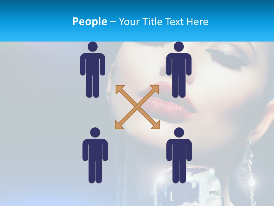 A Woman With A Red Lipstick And A Blue Background PowerPoint Template