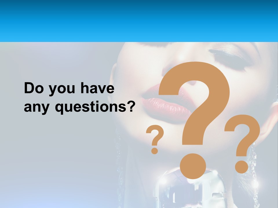 A Woman With A Red Lipstick And A Blue Background PowerPoint Template
