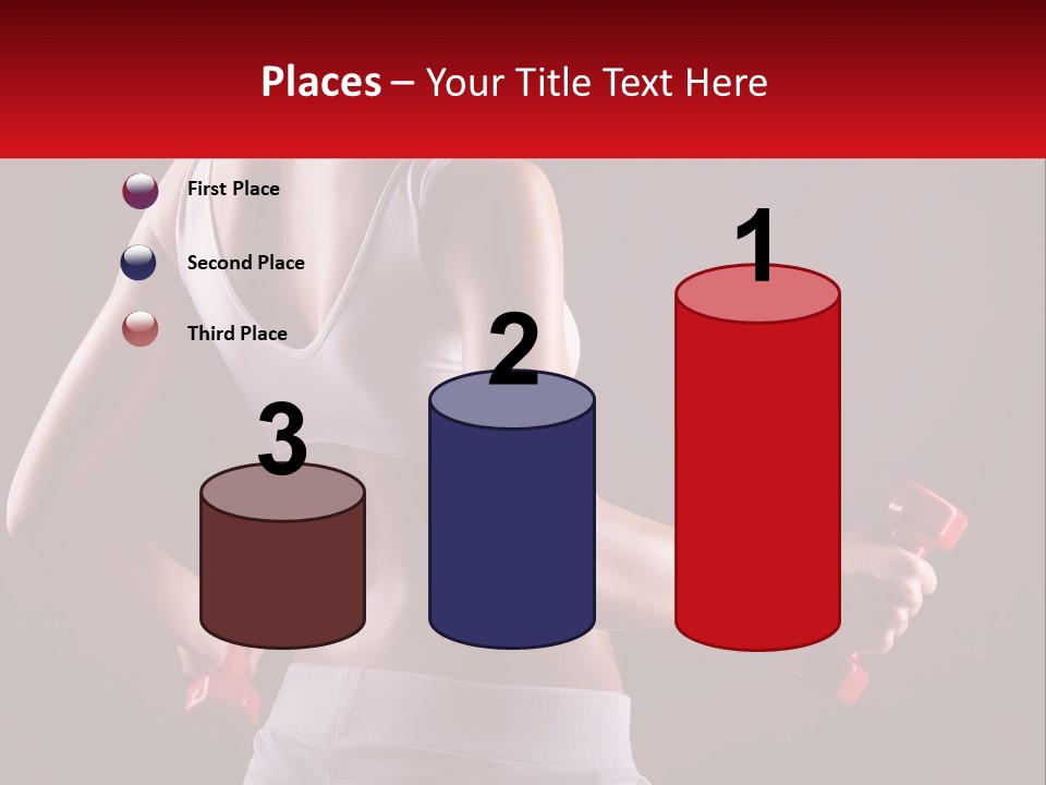 A Woman Holding Two Red Dumbs In Her Hands PowerPoint Template