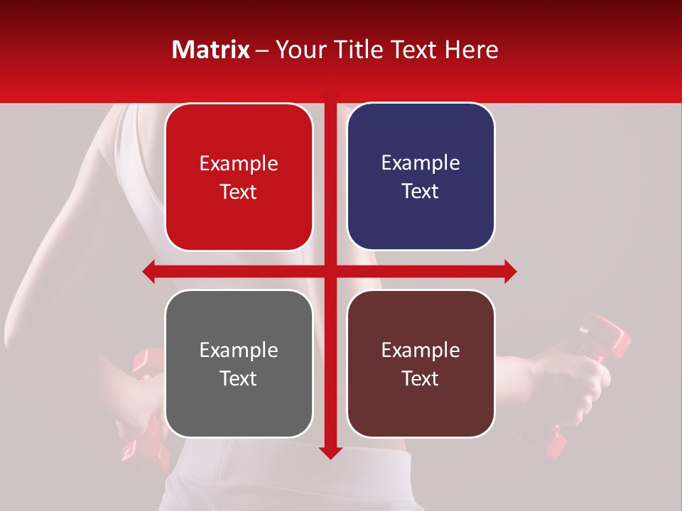 A Woman Holding Two Red Dumbs In Her Hands PowerPoint Template